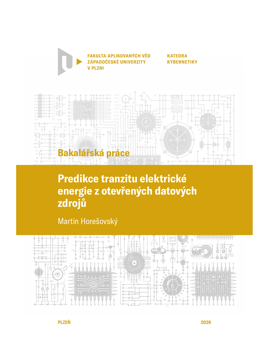 Portrétní náhled první strany bakalářské práce Martina Horešovského
