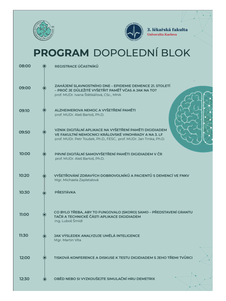 Dopolední program Nezapomenutelného dne paměti na Vinohradech s časovým rozvrhem